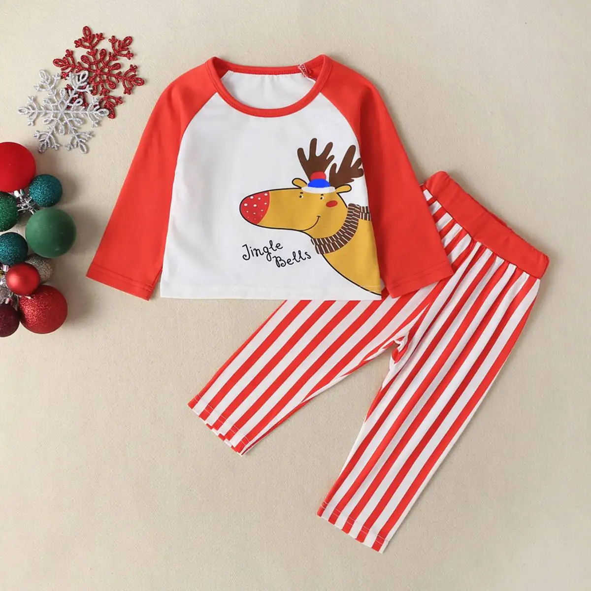 

2024 Christmas Toddler Baby Boy Christmas Elk Clothes Long Sleeve Color Block T-shirts Top and Pants Fall Winter Outfit Set
