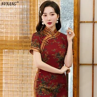 nvnang chinese cheongsam spring and summer new elegant sexy republic style women cheongsam long high slit banquet gown