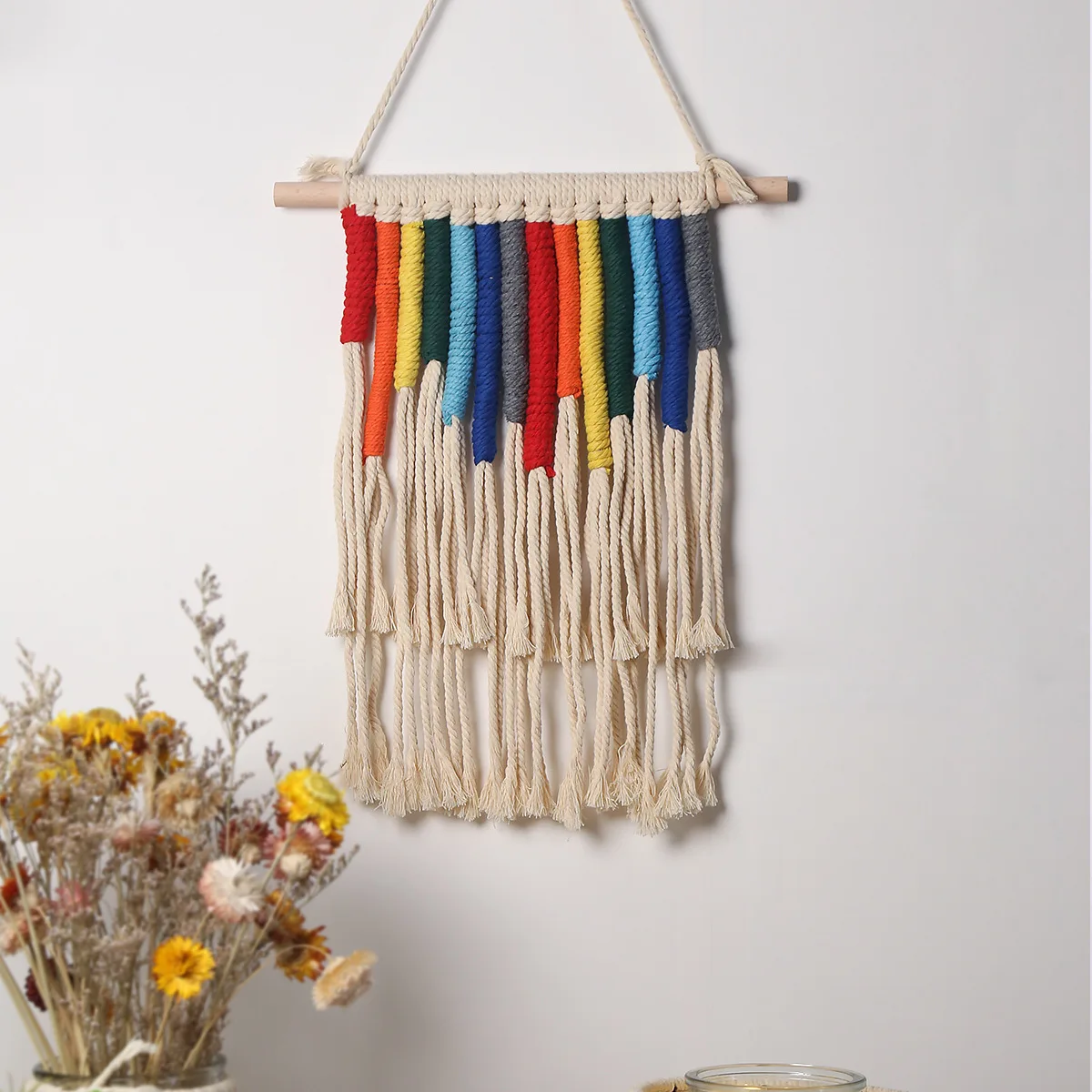 

INS Rainbow Tassel Tapestry Colorful Wall Decoration Tapestry Home Decoration Wall Hangers Handwoven Home Decoration