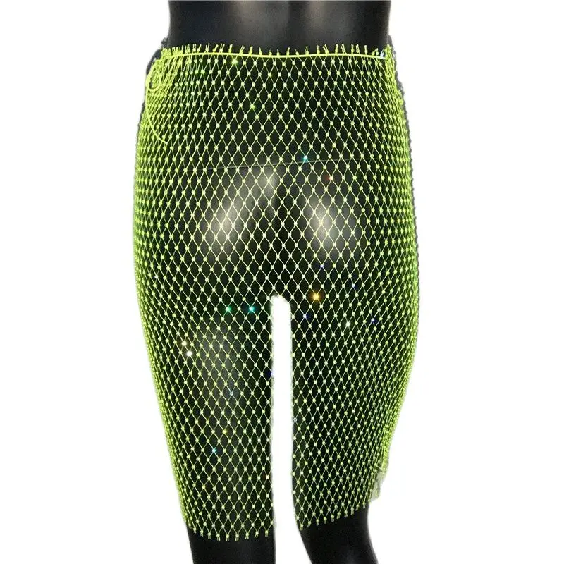 Блестящие стразы сетчатая юбка в сеточку летняя пляжная пикантная накидка с