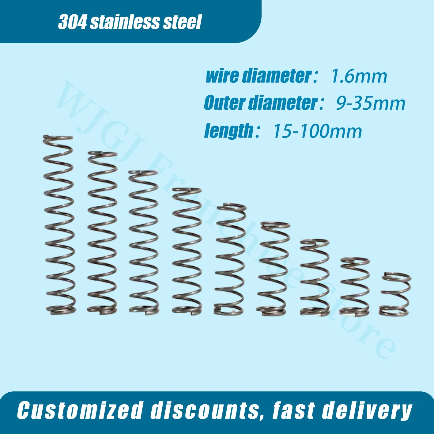 

Spring Compression Springs Wire 1.6mm Return Spring External Diameter 9-35mm, Length 15mm-100mm Stainless Steel Spring Clamp