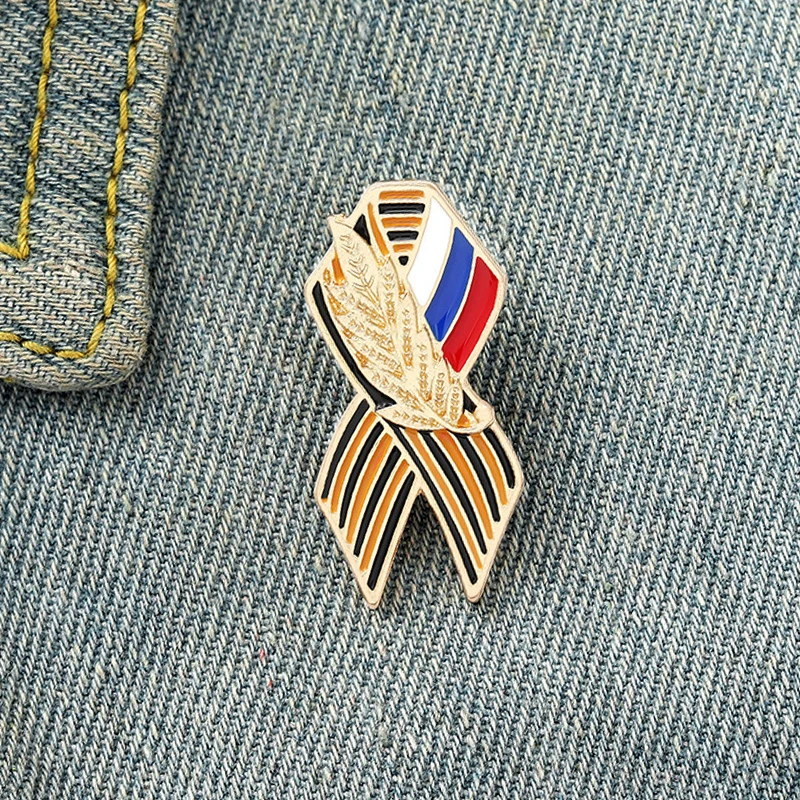 

Fashion Wheat Brooch Russian Flag Saint George Victory Day Lapel Pin History Memory Badge Ribbon Pins Brooches Accessories Gifts