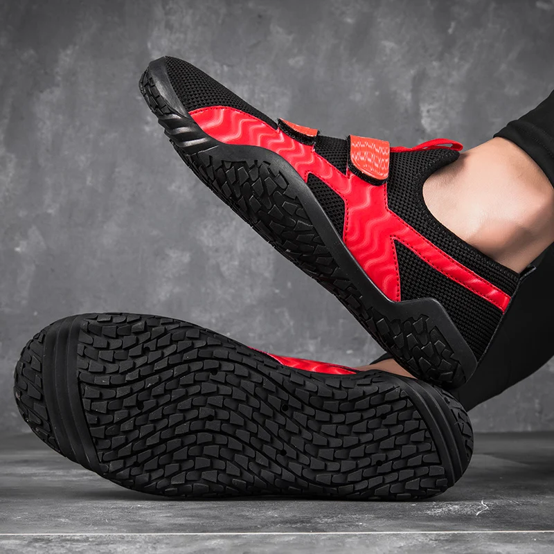 35-47# Unisex Gym Lightweight Sports Hard Pull Squat Training Shoes Pro Hook & Loop Weightlifting Shoes Sumo Wrestling Shoes