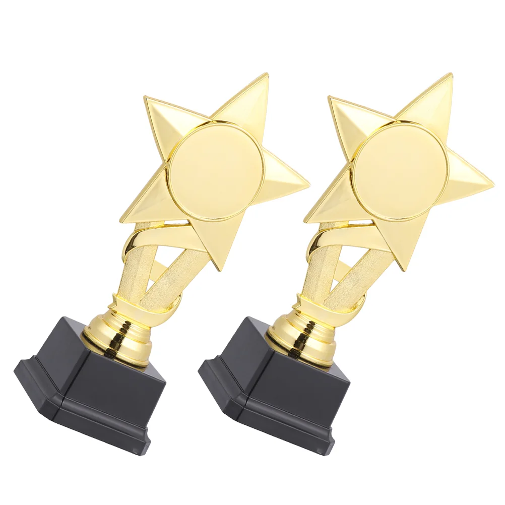 

2Pcs Gold Star Award Trophies Plastic Party Trophies for Awards Winners