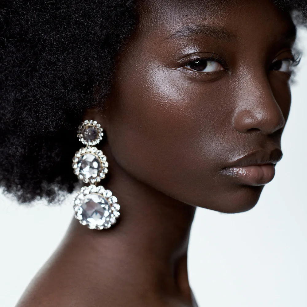

Zvoijio New Woman Multi-layer Long Round Rhinestone Earrings