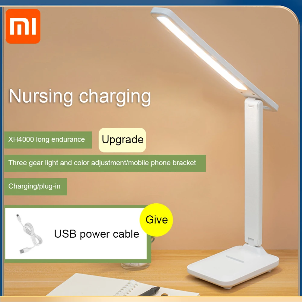 

Настольная лампа XIAOMI с USB-зарядкой, светодиодный светильник с защитой глаз и приглушением яркости, Студенческая лампа для спальни, для чтения с аккумулятором, подарок