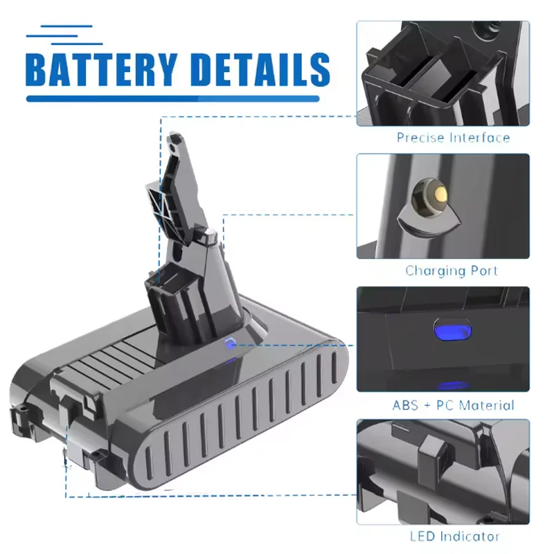 Фото Сменный аккумулятор 6000 мАч 21,6 В для ручного пылесоса Dyson V7/SV11 Motorhead Pro V7 Trigger V7 Animal V7 №1