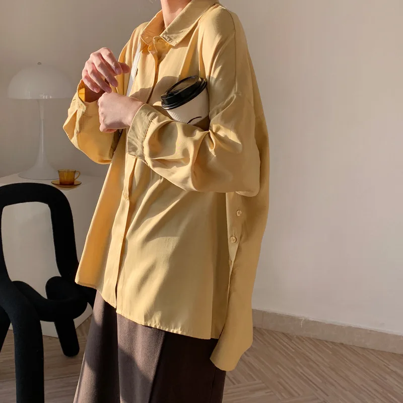 

Autumn Loose Office Lady Blouse Women Clothing Solid Irregular Button White Shirt Women Long Sleeve Casual Fashion Tops 17835