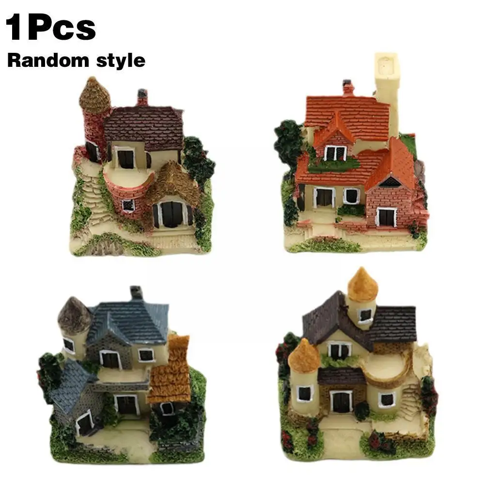 

1pc 4style Mini Small Cottages House Fairy Garden Miniatures Figurines Ornament Decoration Micro Landscape Diy Crafts W7r0