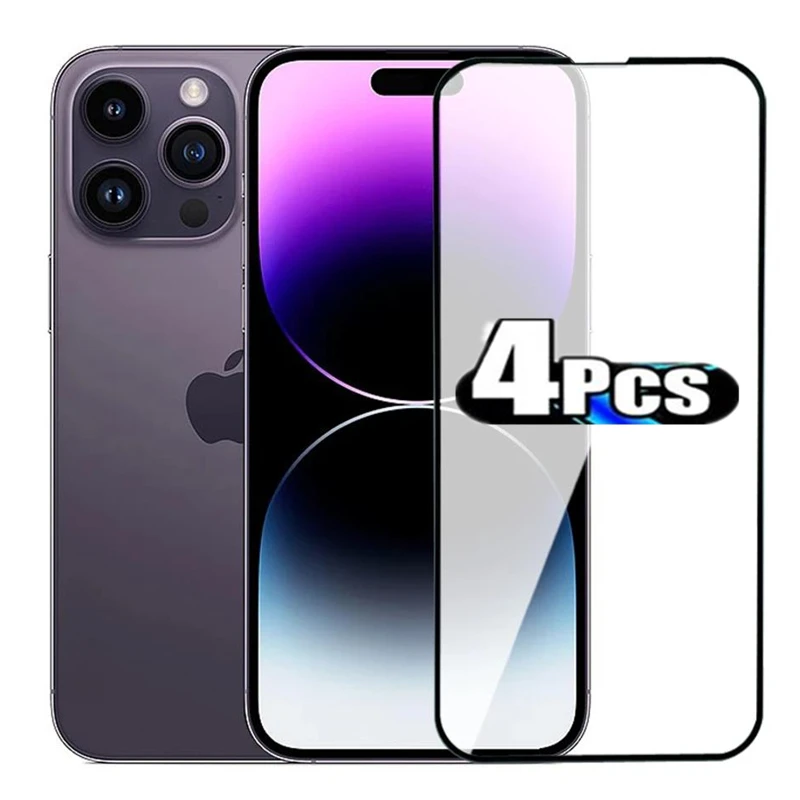 

4PCS Screen Protector 60D Tempered Glass for IPhone 14 13 12 11 Pro Max Protective Glass for IPhone X XR XS Max 7 8 6S 14 Plus