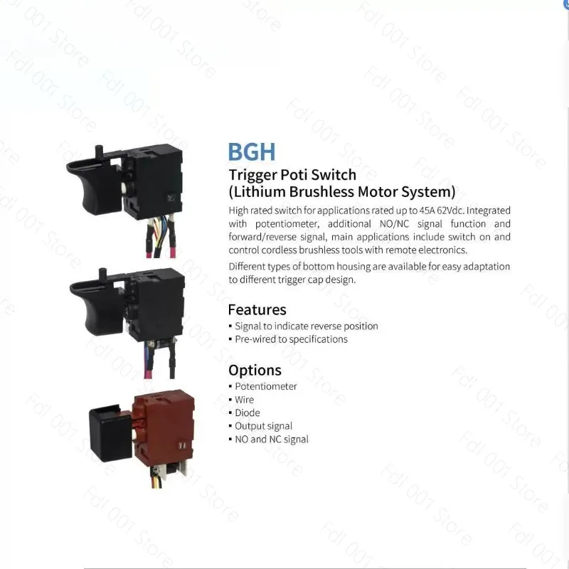 Фото Новый оригинальный переключатель для дрели BGH-1120A 42VDC №3