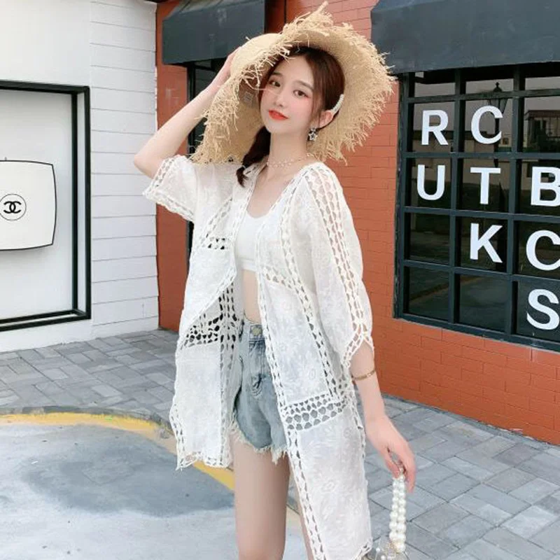 Женский ажурный жилет Geskeey черный вязаный из чистого хлопка Свободный кардиган