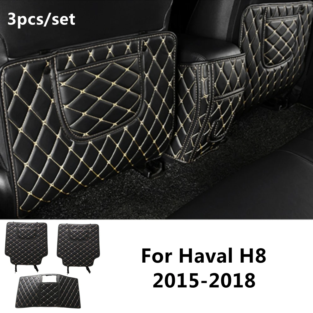 

SJ PU leather Car Rear Seat Anti-Kick Pad Back Seats Cover Armrest Anti-dirty Protection Mat For Haval H8 2015-16-17-2018 YEAR