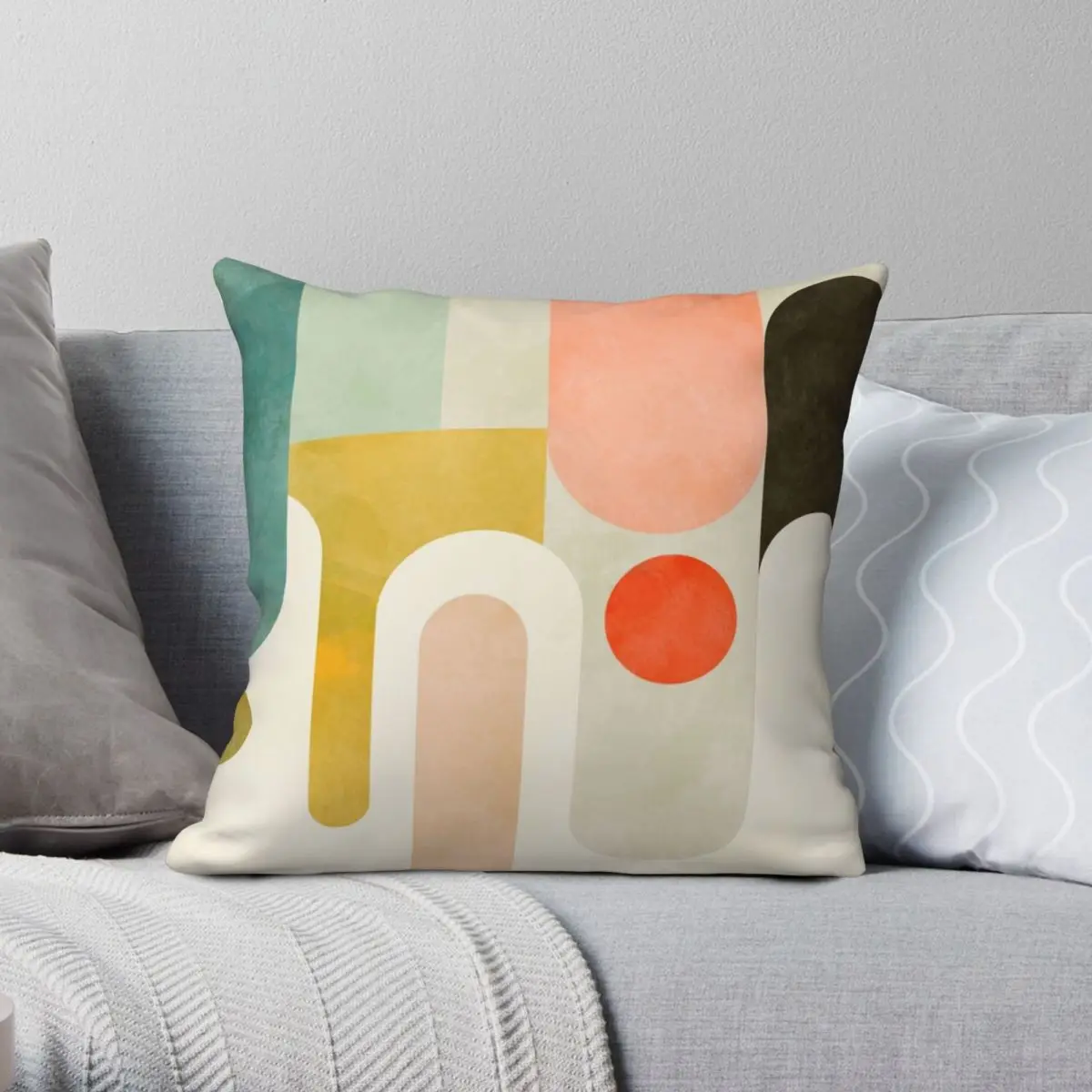 

Geometry Shapes Abstract Square Pillowcase Polyester Linen Velvet Creative Zip Decorative Pillow Case Room Cushion Cover