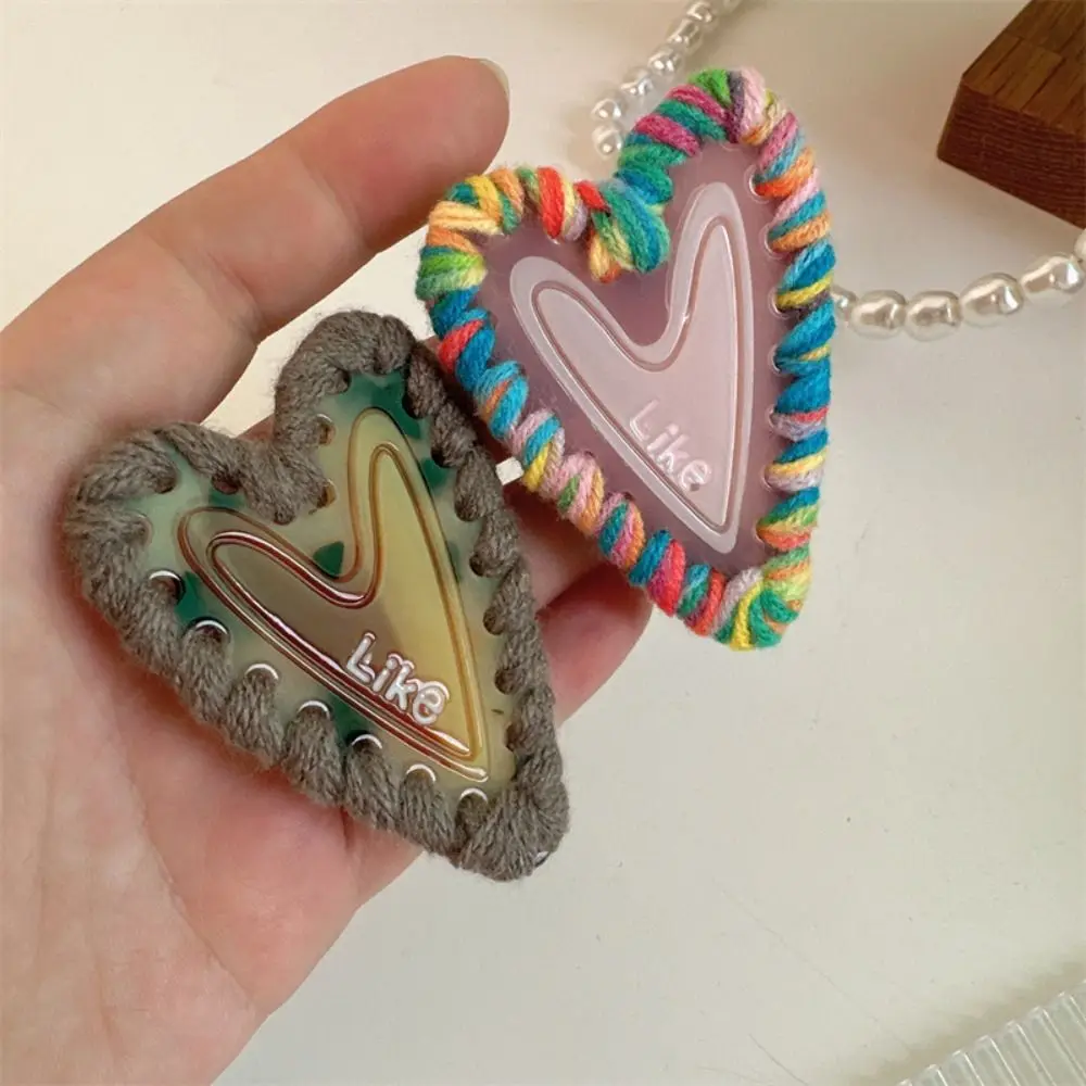 

Korean Hair Clip Hair Accessories For Women Girls Sweet Colorful Love Heart Side Hairpins Creative Wool Weave Y2K Duckbill Clip