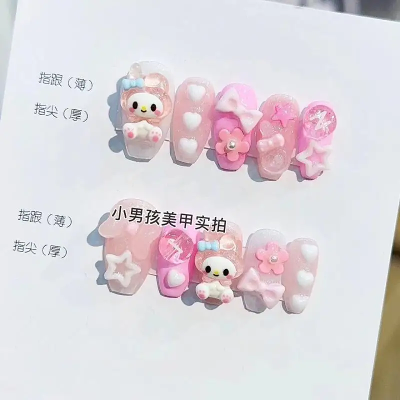 

Diy Sanrioed My Melody мультфильм Kawaii Y2K маленький галстук-бабочка с цветком трехмерный креативный съемный патч для ногтей ручной работы