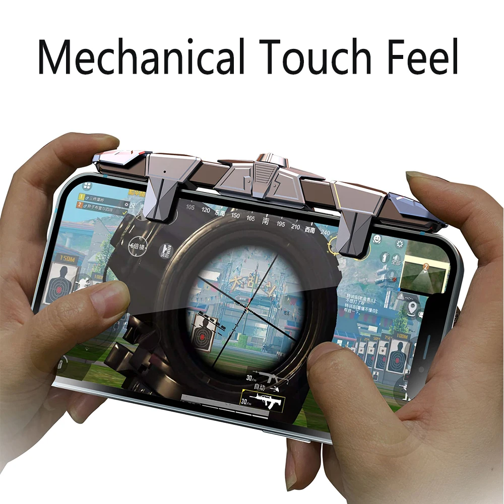 Six Finger Retractable Game Trigger For PUBG Controller Fire Shooting Joystick Button for Mobile Phone iPhone Android Gamepad