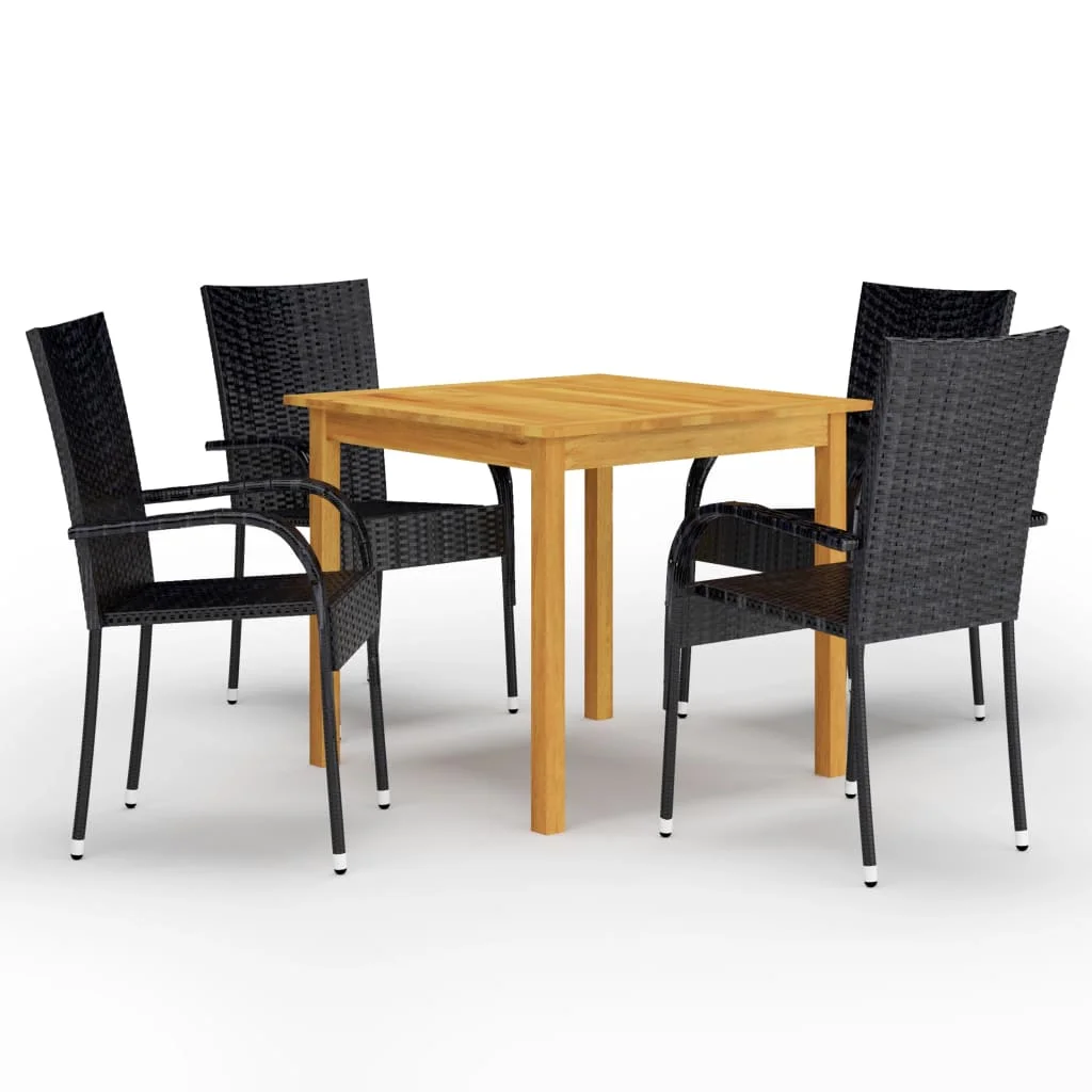 

5 Piece Garden Dining Set,Patio Table and Chair Set, Black