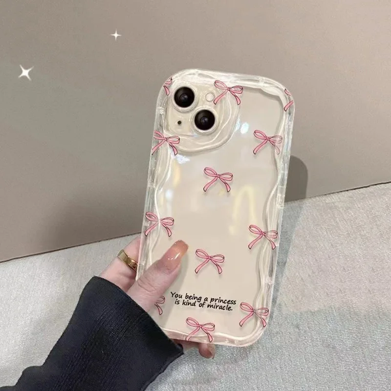 Чехол из ТПУ с розовым бантом и 3D цветочной цепочкой для Realme 11 12 10 Pro 7i 8i 9i 9 8 C2 C65 Lite