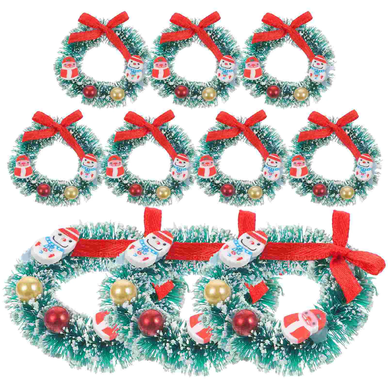 

10 Pcs Miniature Wreath Xmas Figurine Christmas Photo Props Ornaments Resin Supplies Decorations Crafts Room Bedroom