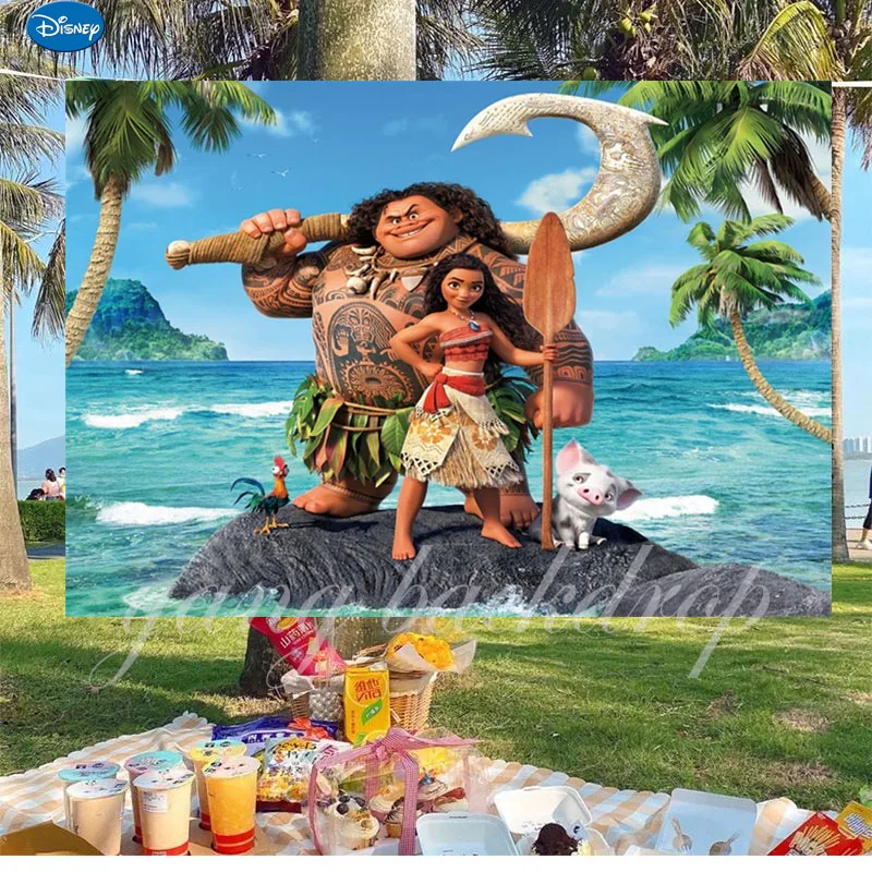 Фон для фотосъемки Моана принцесса девочки 1-й День рождения детский душ фото фон
