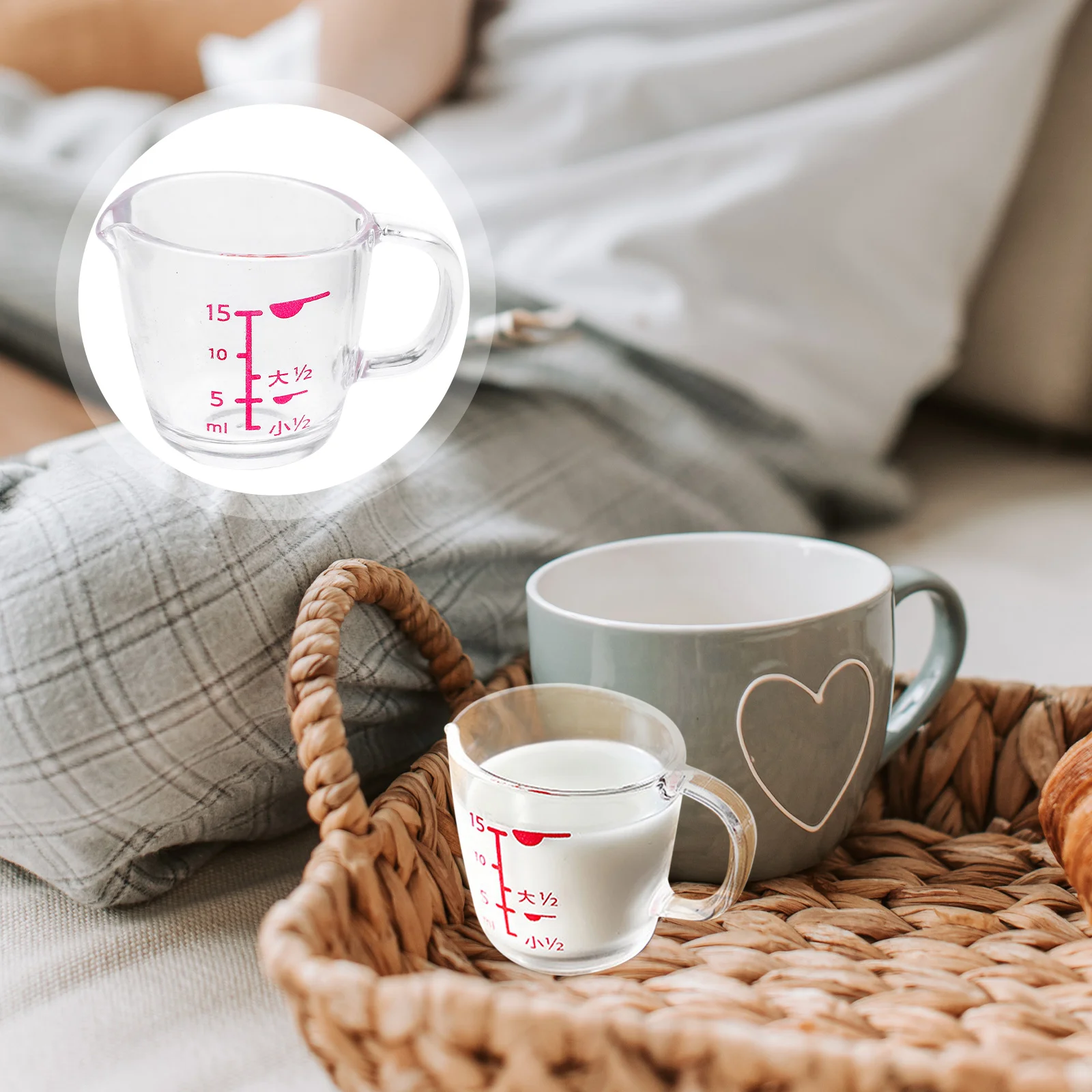 

2 Pcs Graduated Measuring Cup Small Household Plastic Shot Glass Liquid Coffee Scale Milk Clear Container