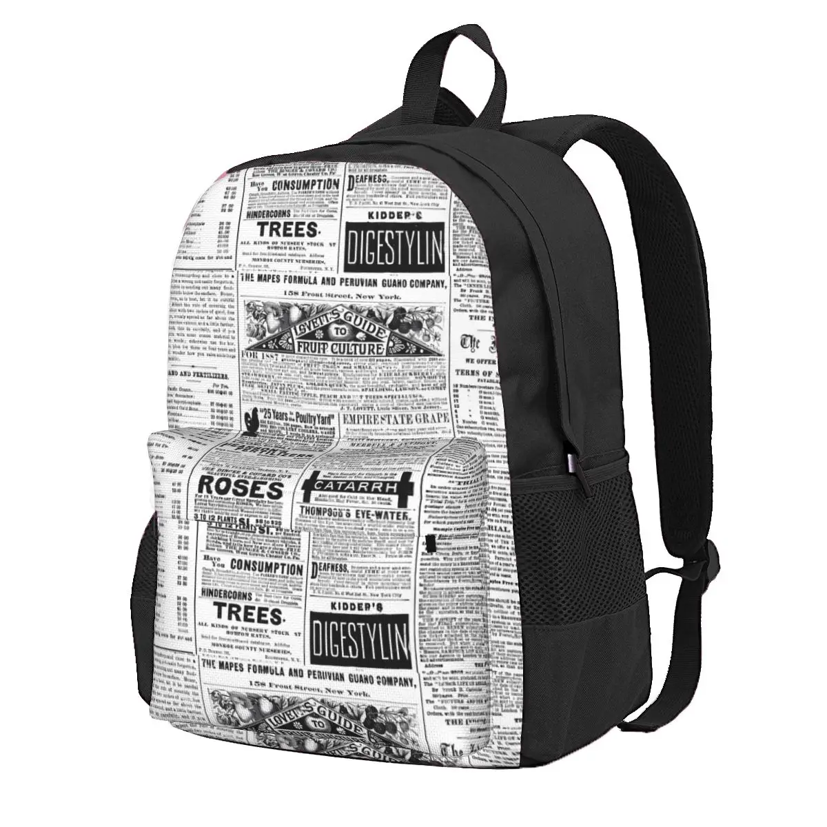 

Old Newspaper Backpack Retro Letter Print Outdoor Backpacks Girl High Quality Lightweight School Bags Elegant Rucksack