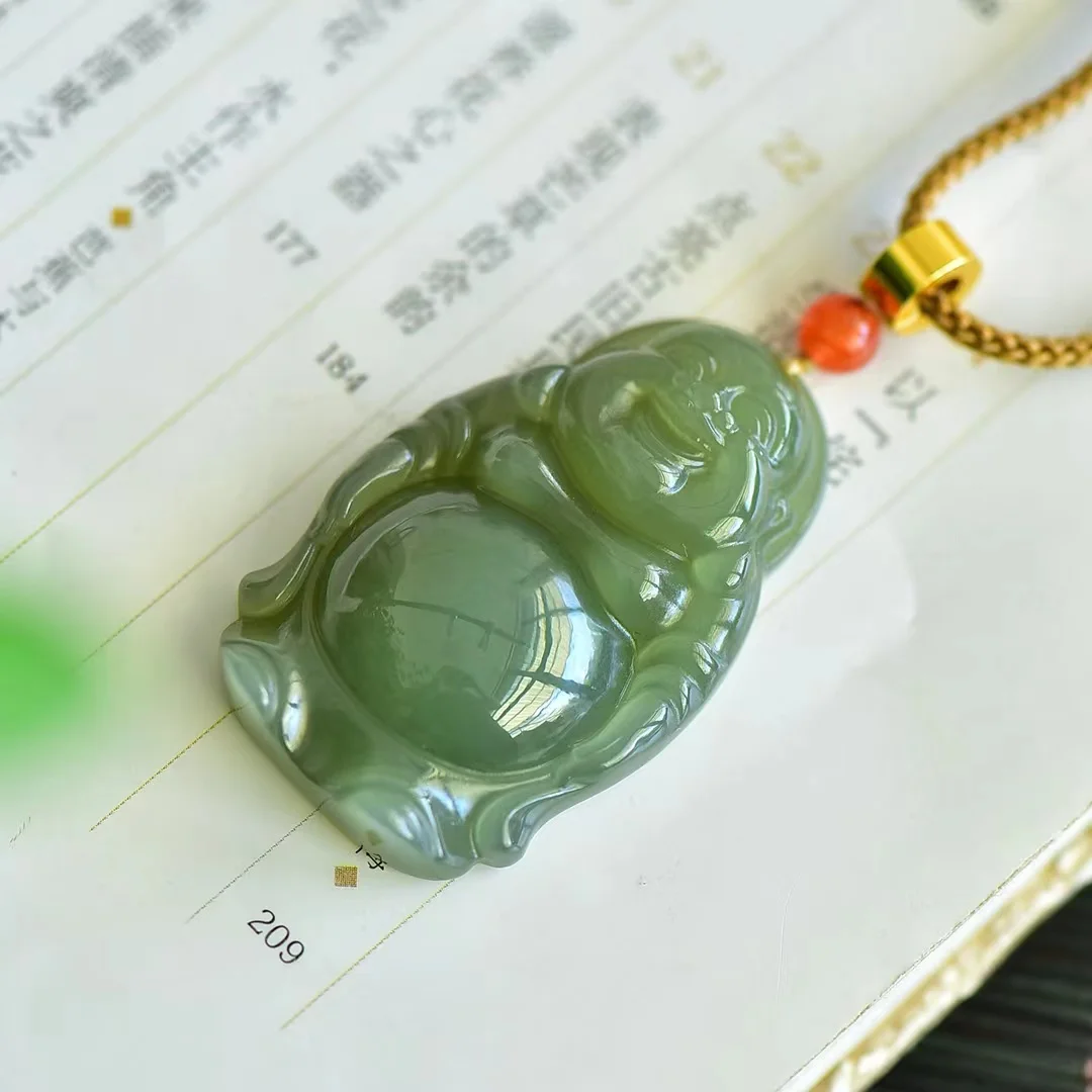 Натуральный материал Hetian Jade Qinghai Бриллиантовая подвеска ювелирные изделия 1664 #