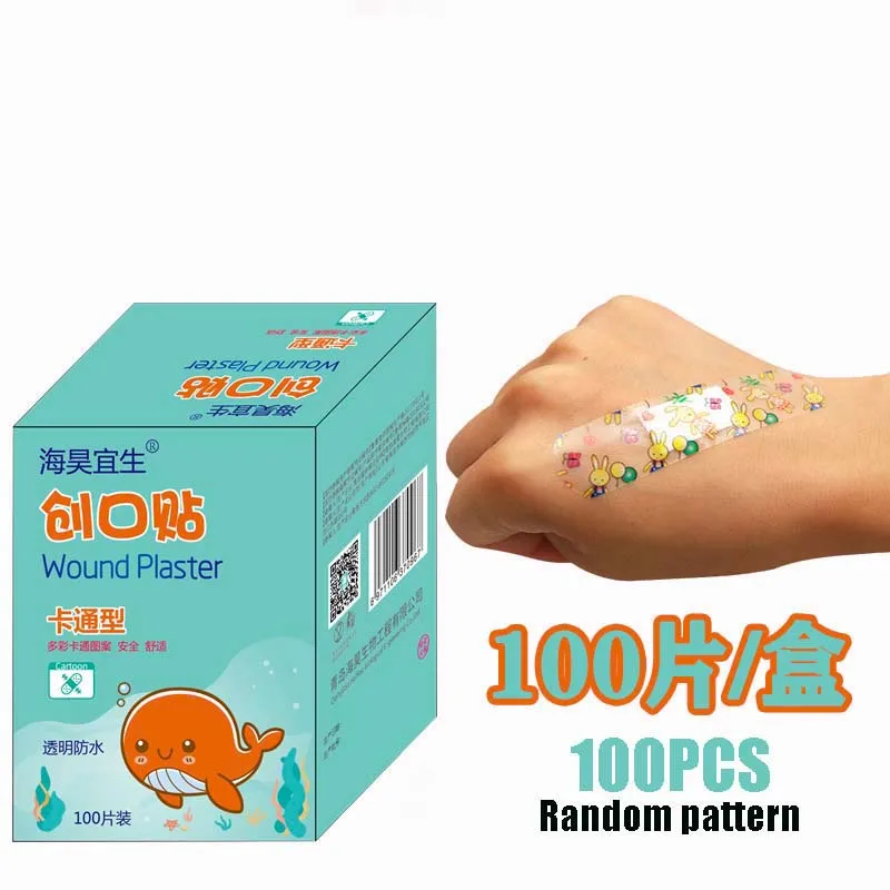 

100 Pcs/box Kawaii Baby Health Wound Strips Waterproof Band Aid for Children Cartoon Patterned Patches Adhesive Plaster for Kids