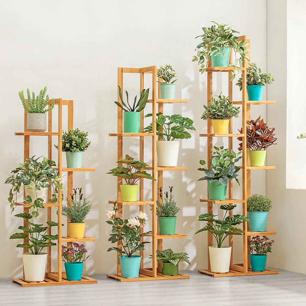 

Bamboo 5 / 6 Tier Plant Stand Rack Multiple Flower Pot Holder Shelf Indoor Outdoor Planter Display Shelving Unit for Patio