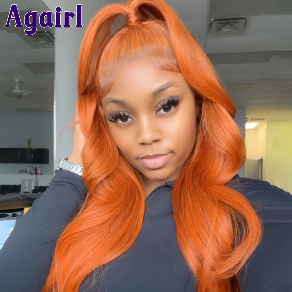

Orange Ginger Body Wave 13x6 Lace Frontal Wigs Glueless 13x4 Lace Front Wig Peruvian Virgin Wavy 5x5 Lace Closure Wigs for Women