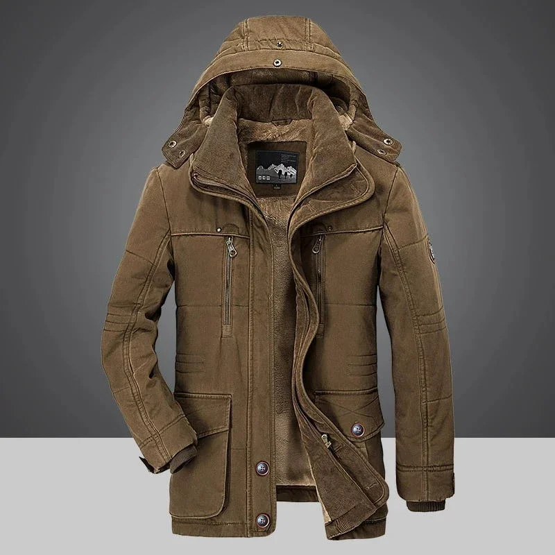 

Warm Winter Jacket Men Fleece Hooded Coat Thicken Parkas Men's Jackets Outwear Hat Detachable Coats Man Jaqueta Masculina M-4XL