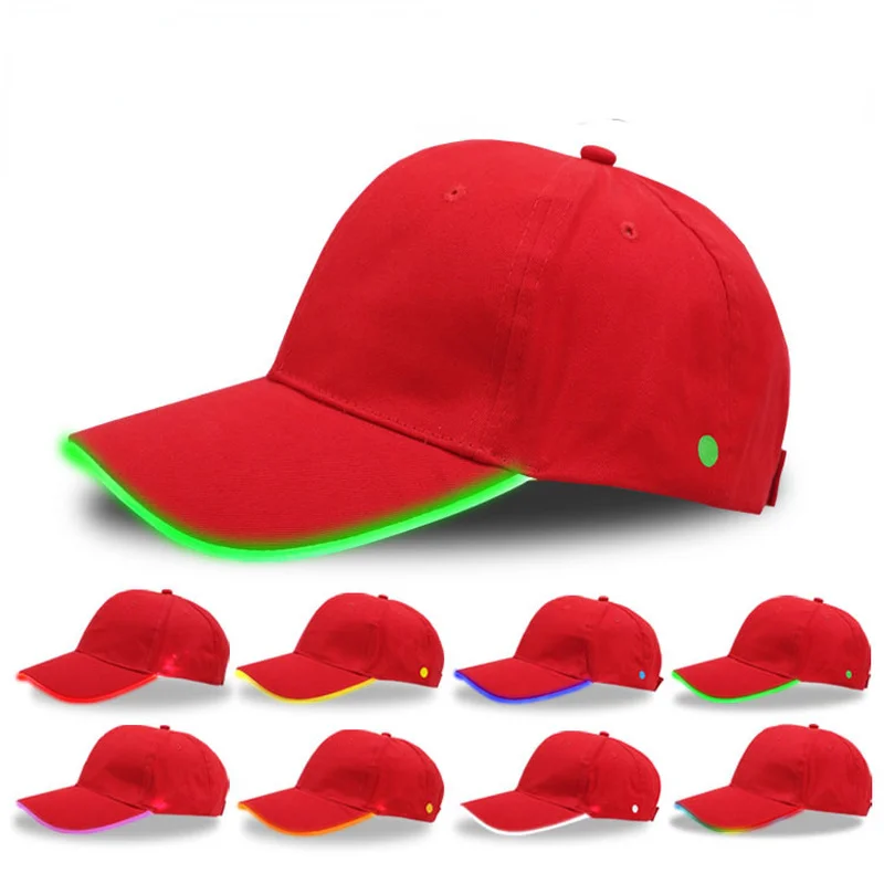 For Outdoor Jogging Hip Hop Party Holiday Nigh Running With Lights Brim Red White Black Christmas
