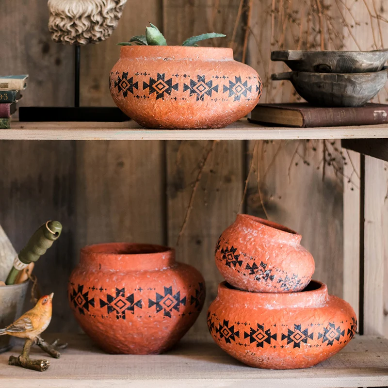 

Impression Morocco Red Pottery Flower Pot African Elements Decorative Utensils Decoration Grocery Garden