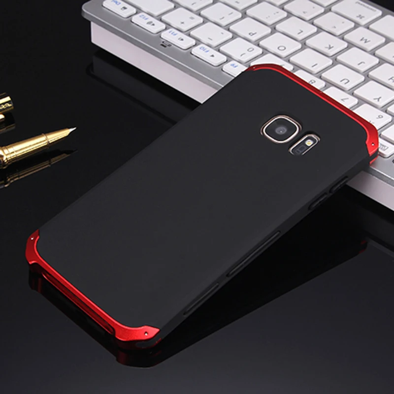 

New Arrival Anti-fall Metal Frame Plastic Back For Samsung Galaxy S7 Aluminum Alloy S7 Mobile Bumper S7 Case Cover+Gift