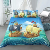 pirate duvet cover set cartoon boat kids bedding set nautical ocean boys bedclothes 23 piece comforter cover duvet cover set