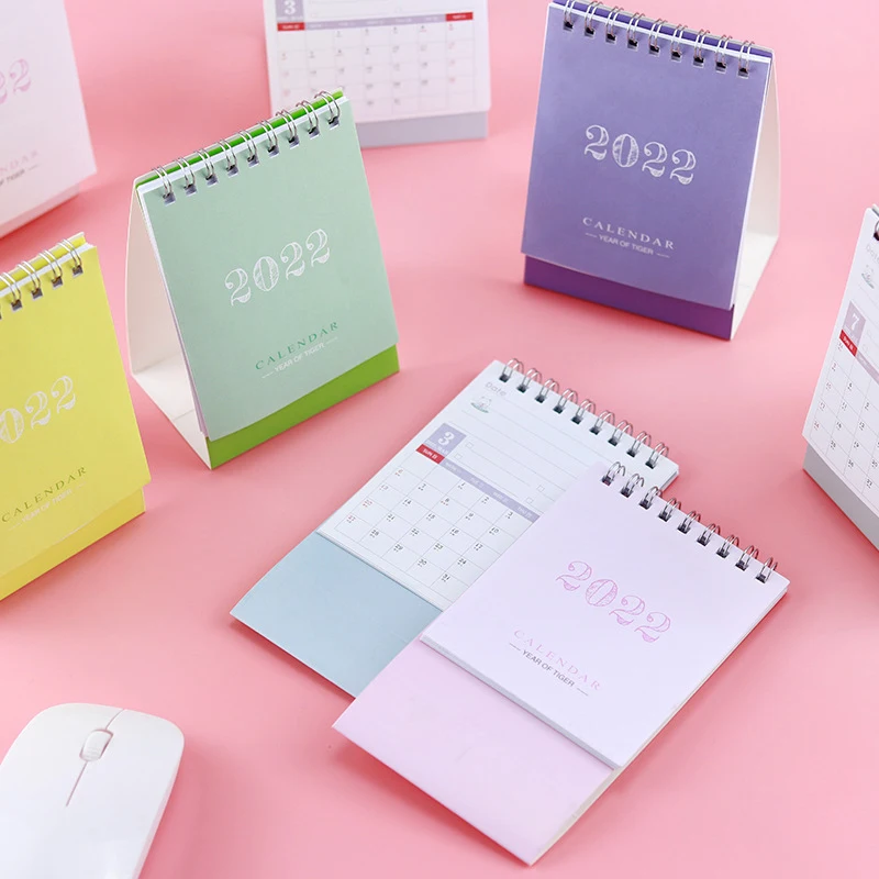 

2022 Simple Morandi Mini Desktop Paper Simple Calendar Dual Daily Scheduler Table Planner Yearly Agenda Organizer