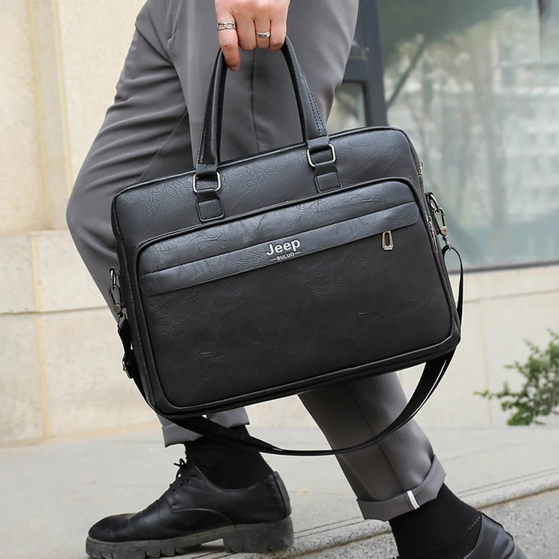 Leather Executive Briefcase For Men Cross Handbag Macbook Laptop Document Folder Shoulder Business Messenger Crossbody Side Bag