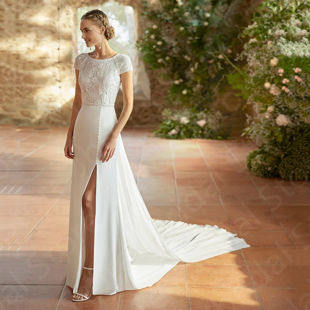 Современные кружевные свадебные платья распродажа 2024 невесты с Боковым Разрезом