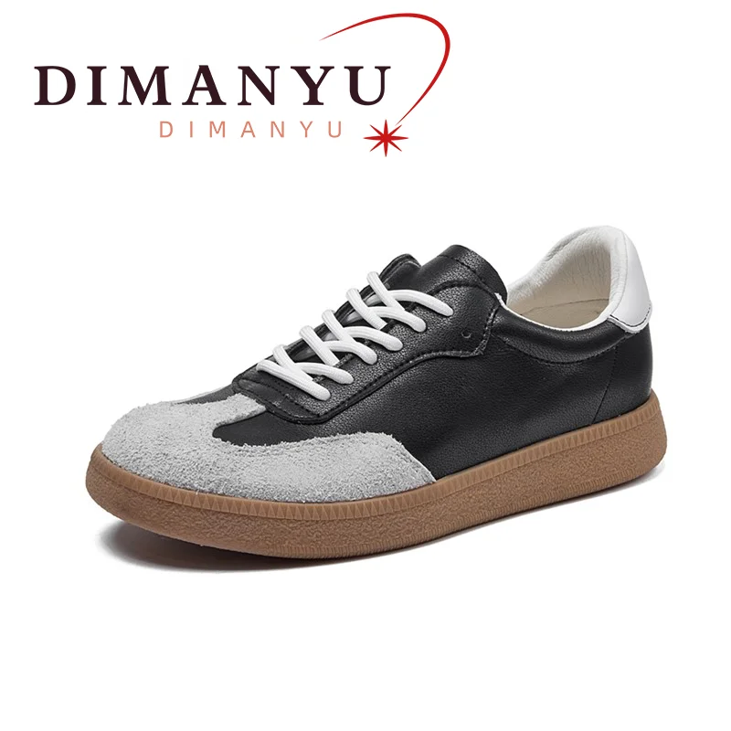 Board Shoes Women 2023 Spring New Genuine Leather Lace-up Women's Shoes Soft Sole Non-slip Women's  Casual Shoes