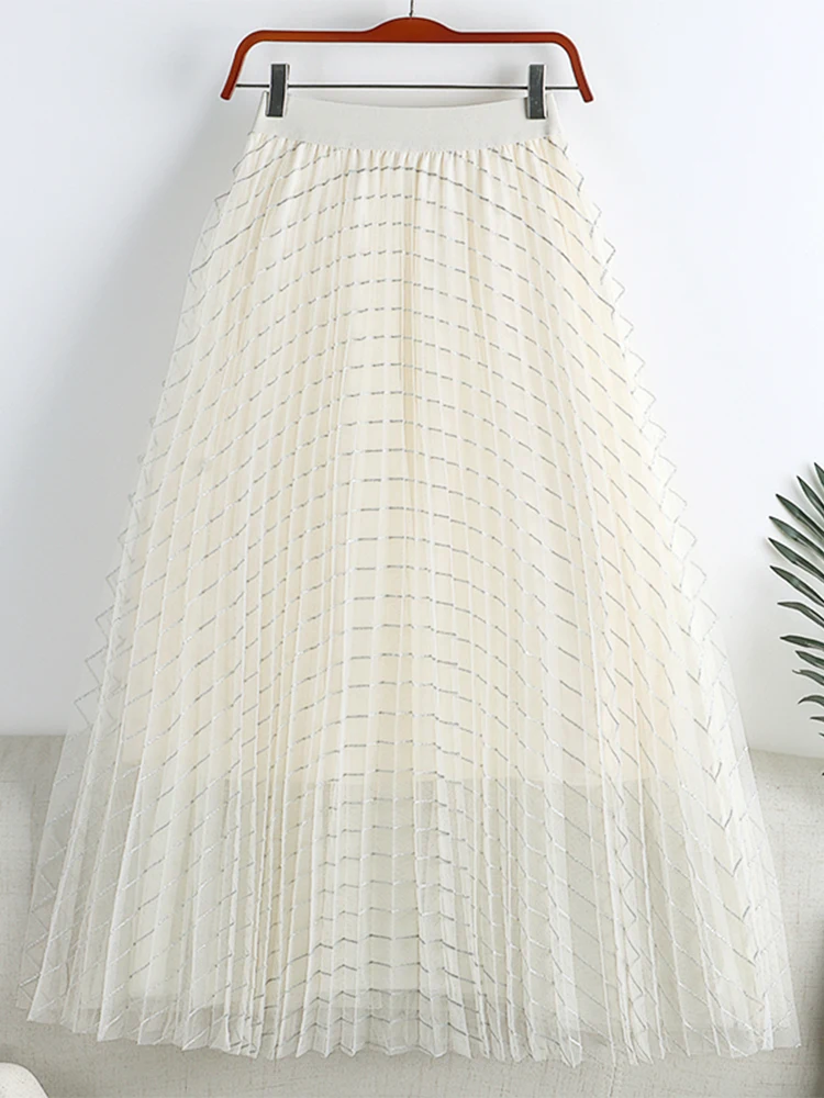 Женская Блестящая юбка-макси TIGENA однотонная трапециевидная юбка в полоску