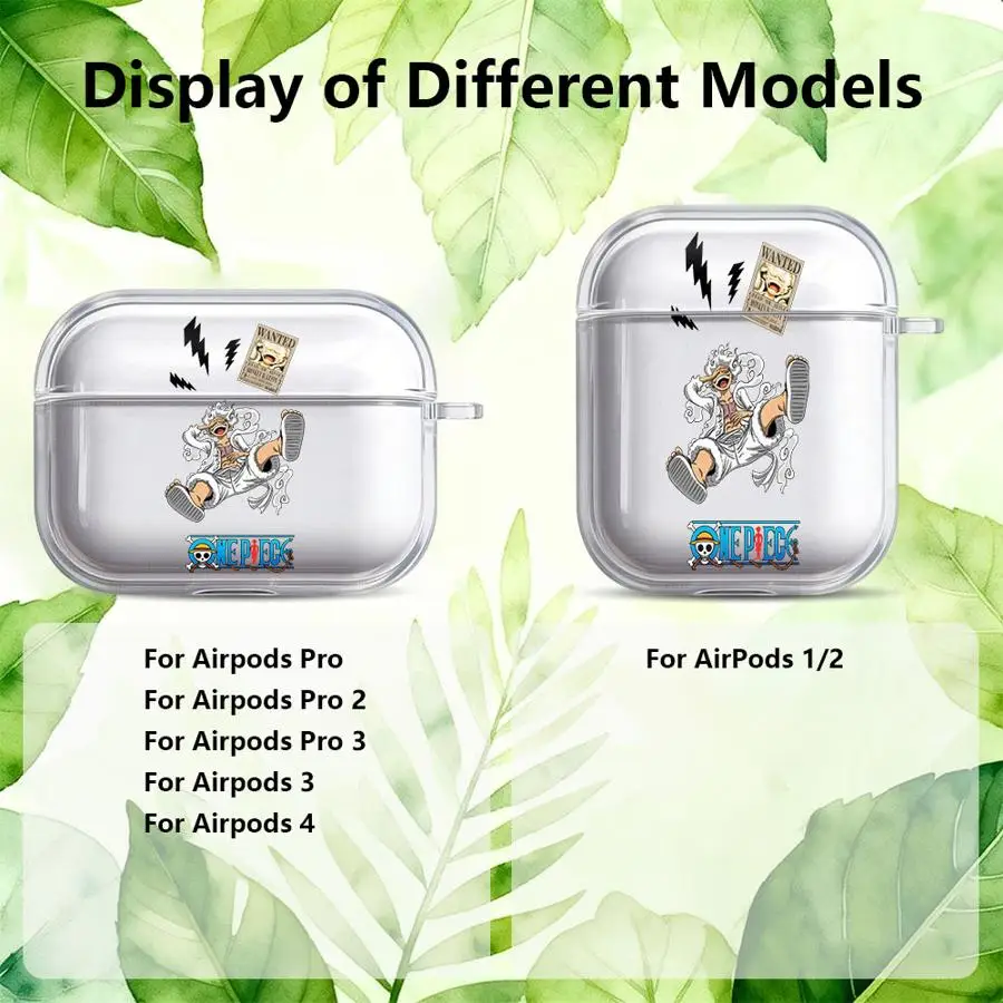 Фото Чехол для Airpods 2 Pro3 Pro2 4 3 1 Pro, прозрачные чехлы для наушников, чехол в стиле аниме One-Pieces Luffys №5