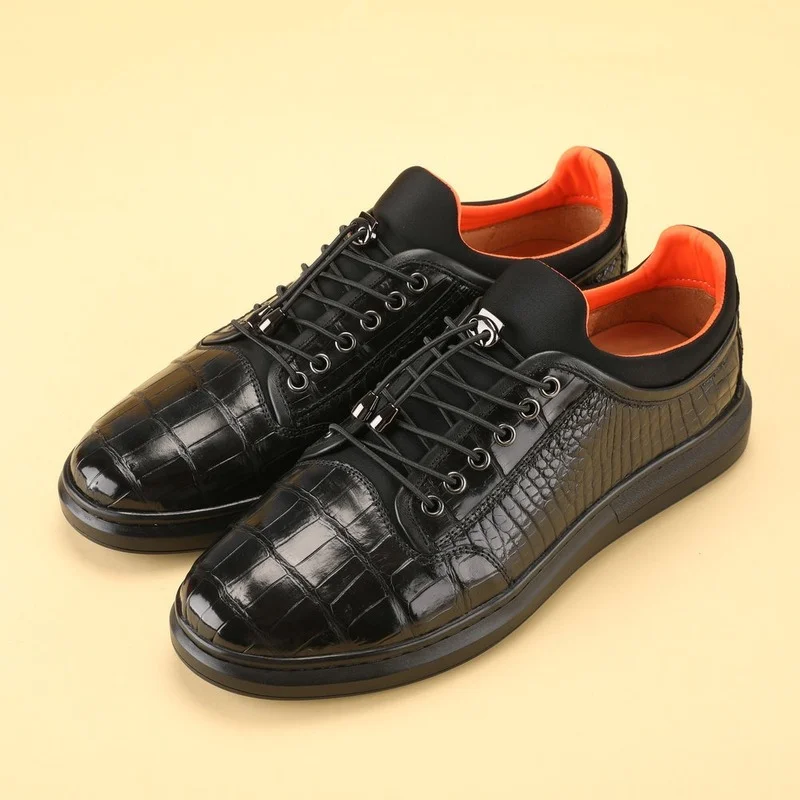 

New Crocodile Skin Men's Shoes Sports Leisure Shoes Crocodile Belly Genuine Leather Shoe Mens Black Handmade Shoes Sneakers Male
