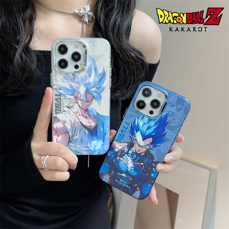 

Anime Dragon Ball goku Vegeta Electroplating Phone Case for iPhone 14 13 12 11 Pro Max XR XS Max Protective Phone Back Cover