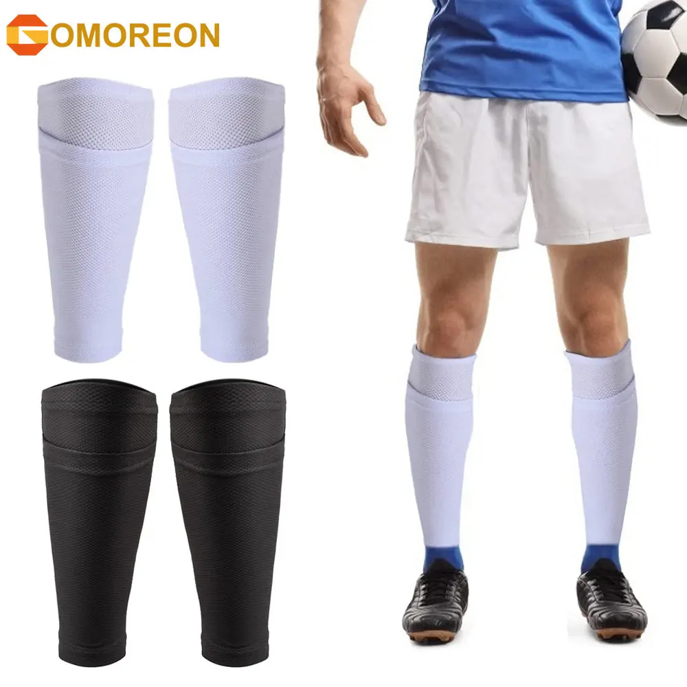 

1Pair Leg Calf Compression Sleeve with Shin Guard Pads Pocket, Calf Support Sleeves Legs Pain Relief Footless Socks for Running