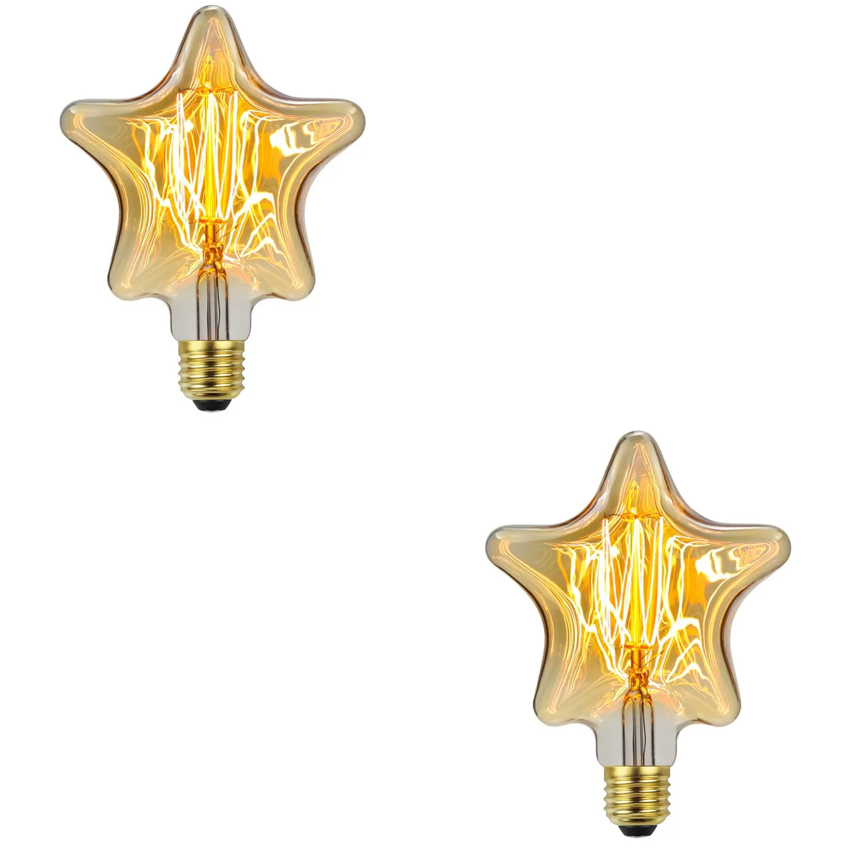 

2 шт., винтажные лампы накаливания E27 в форме звезды