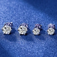 100 real moissanite diamond gemstone earrings 0 5 carat d color ladies 925 sterling silver solitaire stud earring fine jewelry