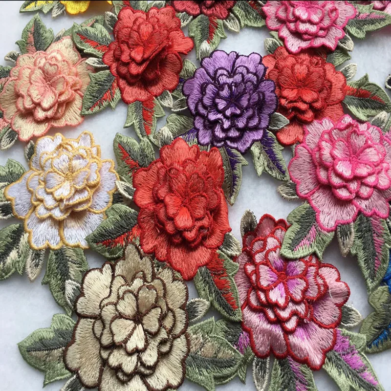 

10Pcs/lot Mix color Clothing Applique Embroidery Small 3d Flower Patches Sew On Dress Clothes Garment Patch White Blue