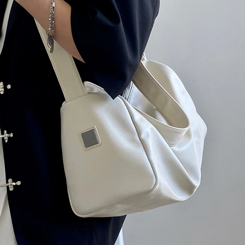 

Однотонная Вместительная женская сумка через плечо, мягкие женские Сумки из искусственной кожи для поездок на работу, повседневные дорожные дамские сумочки