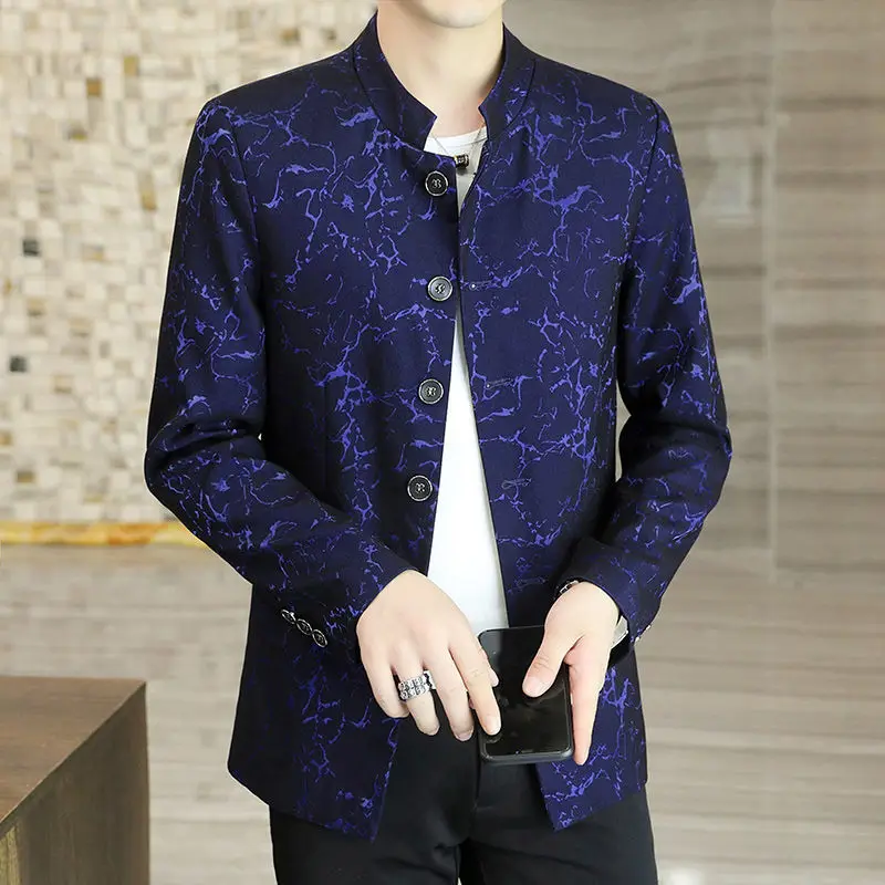 

Ретро Чжуншань воротник модный костюм мужской Корейский костюм Китайский Костюм приталенный стиль Мужская куртка Чжуншань Молодежная